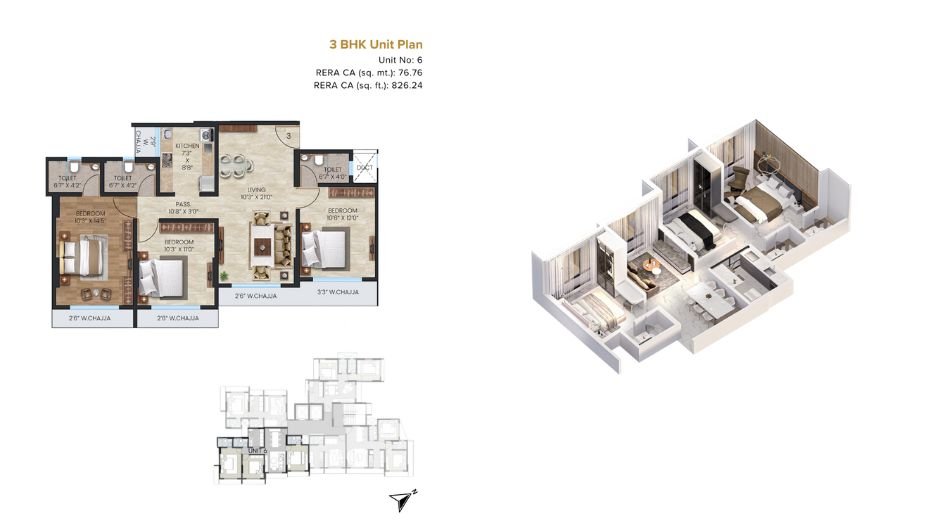 Gayatri-Enclave-Floor-Plan-3 BHK-826 Sqft